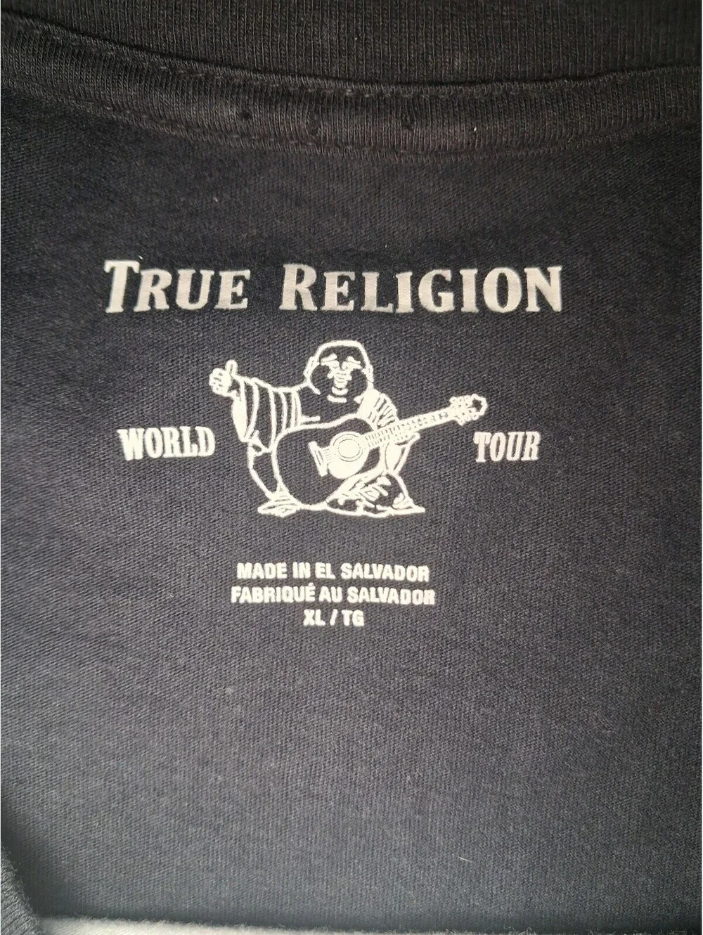 True Religion Big Logo Shirt Mens XL Black White 100% Cotton